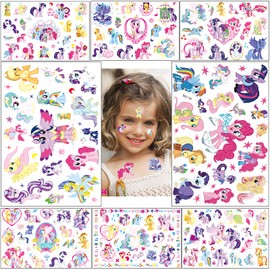 Children's Tattoo, My Little Pony Unicorn Temporary Tattoos Skin Stickers 8 Sheets Birthday for Boys Girls Children School Supplies Party Accessories Favours Stickers Gift for Children