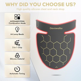 Devowellte Red Light for Neck Dcollet, Red Light Therapy for Neck and Chest Portable 660nm Red Light & 850nm Near Infrared Light Therapy for Body at Travel and Home (Grey)