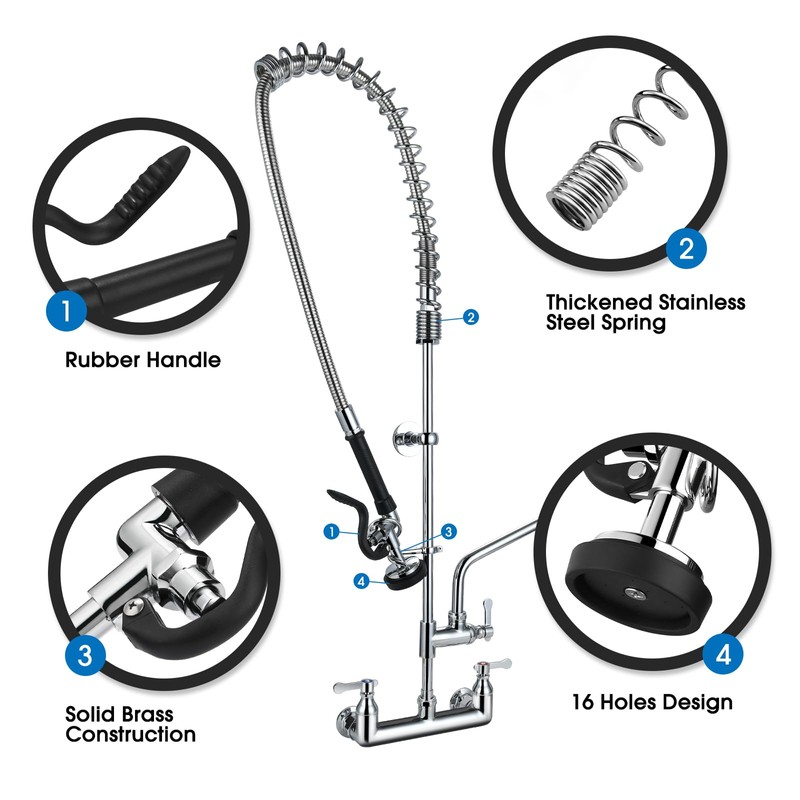 HWM Commercial Sink Sprayer Valve with 44” Flexible Stainless Steel