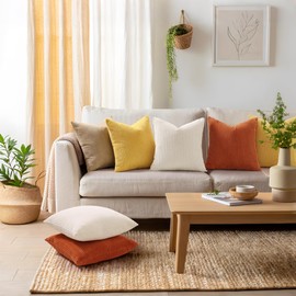 Mecatny Corduroy Decorative Throw Pillow Covers 20x20 Set of 2 for Sofa Bedroom Living Room, Stylish Soft Couch Pillow Covers for Home Decor, Khaki