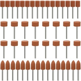 48 Pieces Corundum Grinding Tip Set, Sanding Pen Set, 3 mm Shaft Abrasive Grinding Pins, Mounted, Cone, Cylinder Polishing Bits, Mounted Grinding, Shaft Grinding Mandrel Mounted for Stone, Ceramic,