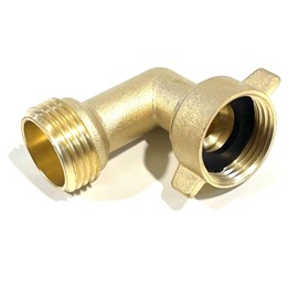 Solid brass lead-free 90 degree garden hose elbow with rubber washer 3/4" FHT x 3/4" MHT