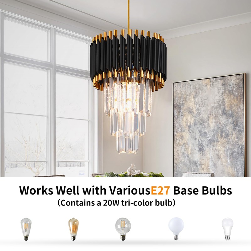 Kaniker Crystal Chandelier Gold Pendant Light Fixtures Modern Round Crystal
