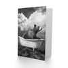 Artery8 Greeting Card Surreal Bear in Bathtub Black White Bath