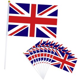 10pcs Small Union Jack Flags British Flag on Sticks for Oly 2024 Decorations,Handheld UK Flag Union Jack Mini Flags for Oly 2024,Sports Events Football Game,Union Jack Party Decorations