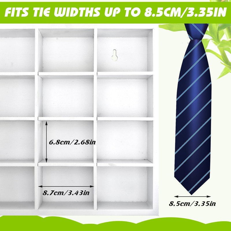 Wesiti Tie Box Organizer Wall Mounted Tie Rack with 16