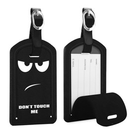 [Pack of 2] Fintie Faux Leather Luggage Tag ID Tag with Address Tag Name Plate for Travel Bag Suitcase, Don't Touch