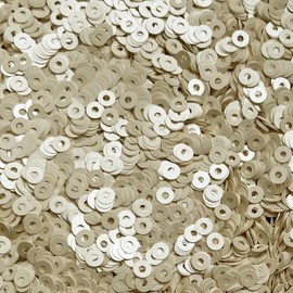4mm Flat Sequins Champagne Ivory Beige Opaque Satin Pearl Made in USA