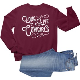 XX-Large Maroon Mens Long Live Cowgirls Country Western Girl Gift Idea Sweatshirt Crewneck
