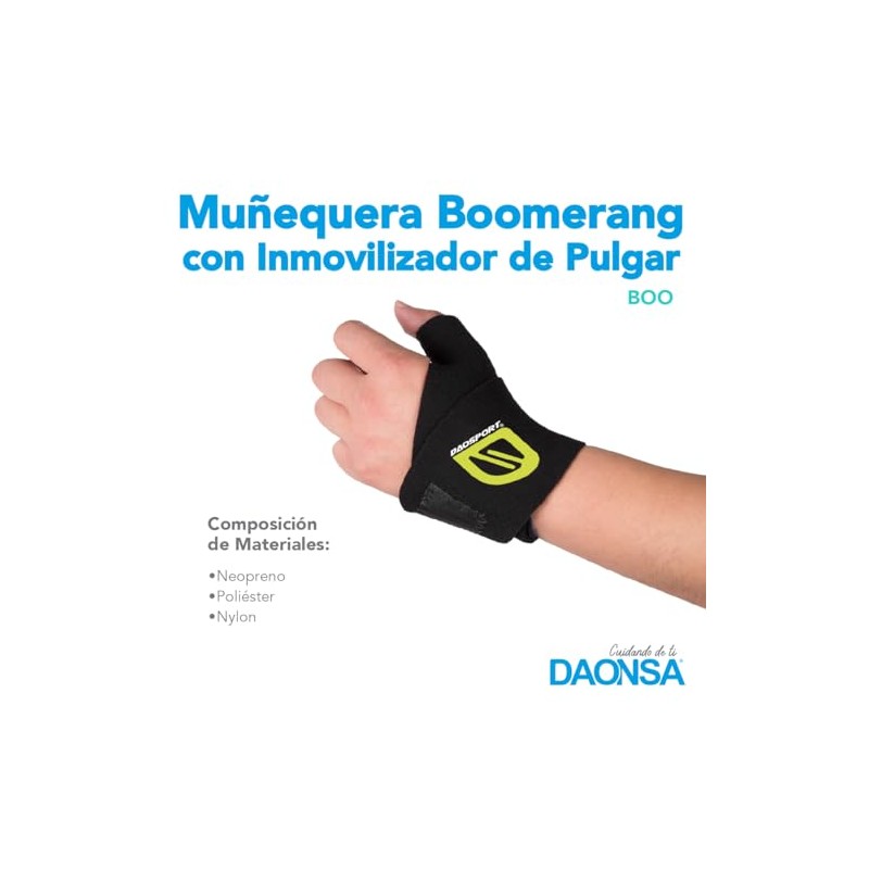 MUÑEQUERA BOOMERANG CON INMOVILIZADOR DE PULGAR