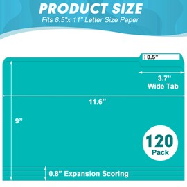File Folder, HERKKA 120 Pack 1/3 Cut Tab File Folders, Colored File Folders Great for Organizing and Filing, Letter Size, Assorted 10 Colors