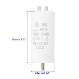Unifizz CBB60 30uF Run Capacitor,1Pcs AC 450V 2 Pins 50/60Hz Cylinder Bottom with M8 Screw 95x42mm Motor Start Capacitor for Washing Machine,Water Pump