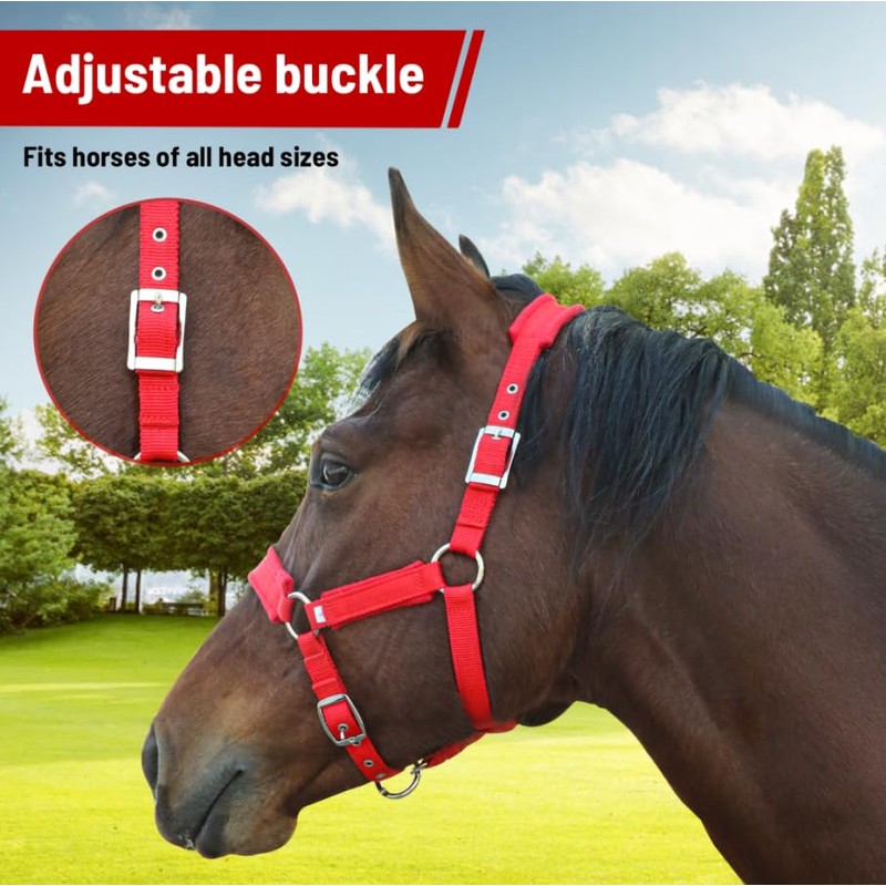 Kabahorze Adjustable Horse Halter with Polar Fleece Lined, Rope Halters,