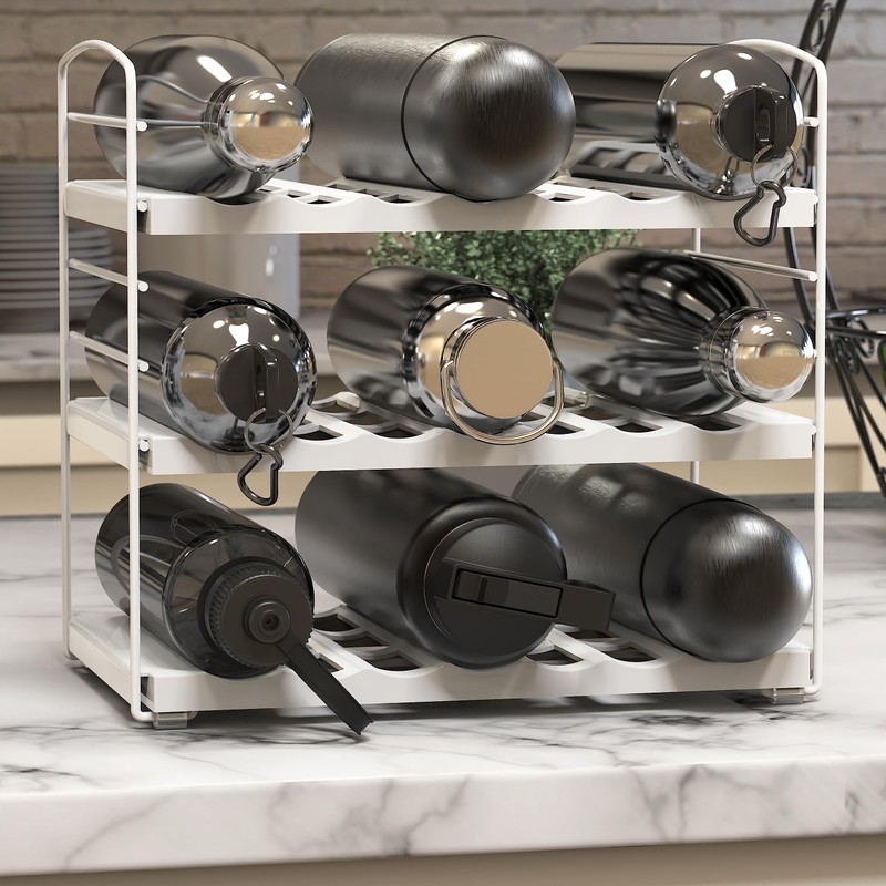 SimpleHouseware Water Bottle Storage Organizer, White