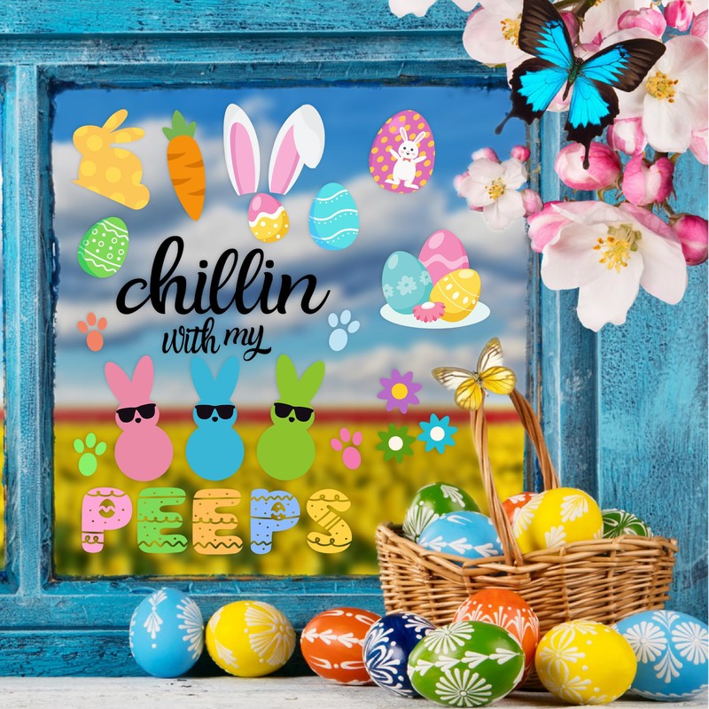 Easter Window Clings Happy Easter Bunny Rabbit Egg Window Stickers