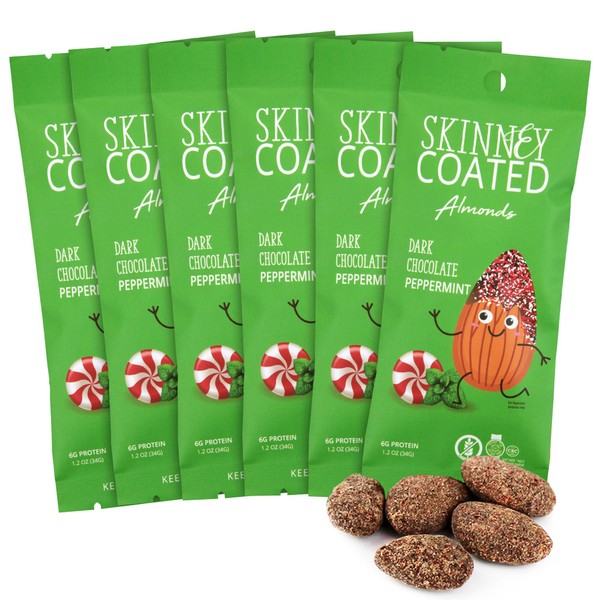 Skinny Coated Almonds Dark Chocolate Peppermint Flavored Healthy Chocolate Snacks