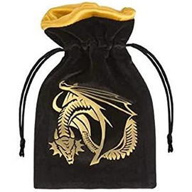 Q WORKSHOP Dragon black & golden Velour Dice Bag