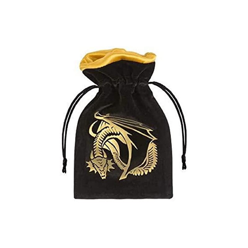 Q WORKSHOP Dragon black & golden Velour Dice Bag