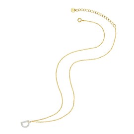 Glanzstücke München Women's Necklace Letter D 925 Sterling Silver with Zirconia, Silver, Cubic Zirconia