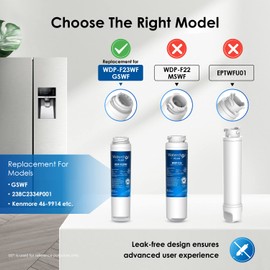 Waterdrop Plus GSWF 𝐍𝐒𝐅 𝟒𝟎𝟏 Certified Refrigerator Water Filter, 𝐑𝐞𝐝𝐮𝐜𝐞 𝐏𝐅𝐀𝐒, Replacement for GE® GSWF Smart Water 238C2334P001, Kenmore 46-9914, 9914