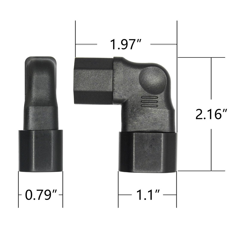 1Pair 90 Degree IEC 320 C14 Male to C13 Female