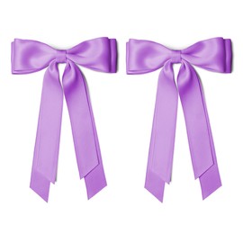 Purple Hair Bows for Women Girls Silky Satin Ribbon for Hair Accessories Long Tails Barrette Hair Bow Hair Clips for Teen Gifts Trendy Stuff 2Pcs