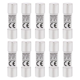 Heschen Cylindrical Ceramic Tube Fuse RT18-32 (RO15) 10 x 38 mm 16A 500V CE Pack of 10