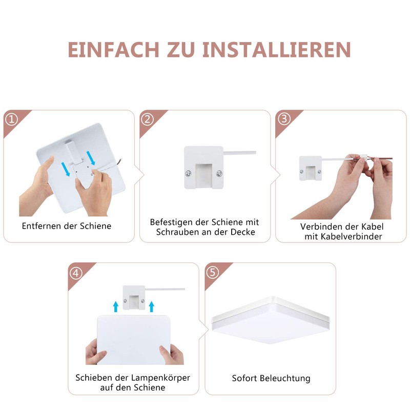 SUNZOS LED Deckenleuchte 36W Deckenlampe, 4000K 4250LM Deckenlampe Led Panel
