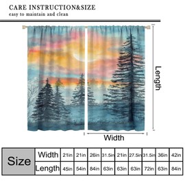 JESTRONRY Watercolor Forest Camper RV Curtain, Travel Trailers Woodland Tree Country Camping Window Treatments Kids Bedroom Living Room Curtain Natural Landscape Decor 42x45Inch Decor