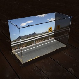 zalati Acrylic Display Case with Simulation Scenario Dustproof Display Case for Motorcycle Model Toy Collectibles Assemble