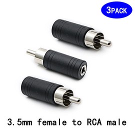 rgzhihuifz 3.5mm Female to RCA Male Adapter 3-Pack RCA Plug to 1/8" Female Mono Jack Audio Connector Converter,for Receiver, Subwoofer, Speaker, Audio Equipment
