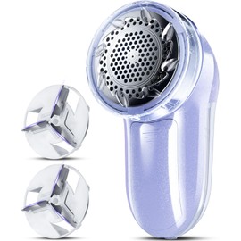 Bymore Fabric Shaver, Lint Remover, Lint Shaver Defuzzer Sweater Shaver for Clothes and Furniture AC Adapter or Battery Operated Pill Fuzz Remover-Light Purple