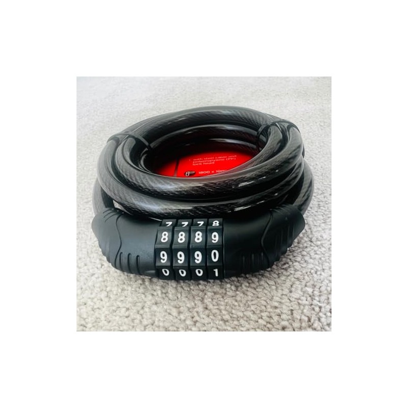 Bilva Houseware 1.8m x 10mm Resettable Combination Bike/Bicycle Lock