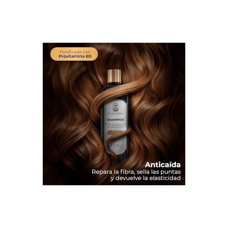 CLEOSKIN Shampoo de Romero con Bergamota para Crecimiento Cabello Champú