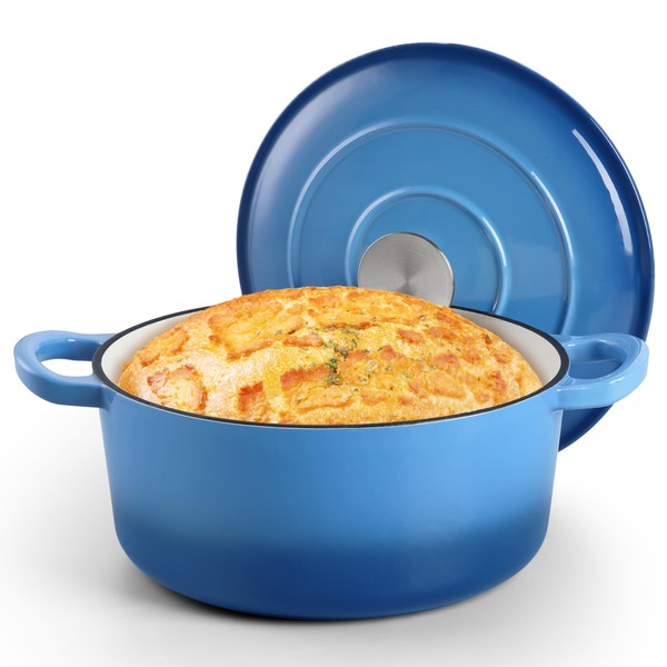Small 3 Quart Dutch Oven, HaSteeL Round Cast Iron Cooking