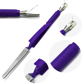 AAProTools Nail Pinching Cuticle Pusher Stainless Steel C-Curve Pincher Cuticle Cutter Gel Nail Acrylic Remover Pro Multi Function Nail Shaping Cleaner Tweezers Double End Manicure Tools (Purple)