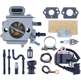 Carburettor Set for Chainsaw Stihl 029 039 MS290 MS390 MS310, ADEFOL Carburettor + Ignition Coil + Air Filter + Spark Plug + Fuel Filter + Gasket