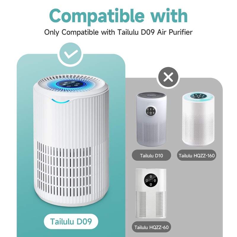 D09 Replacement Filter Compatible with Tailulu D09 Air Purifiers for
