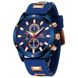 AIMES Men’s Stylish Wrist Watch Silicone Strap Fashion Casual Waterproof Sport Watch Chronograph Military Analog Quartz Business Watches Best Mens Gift (Blue)