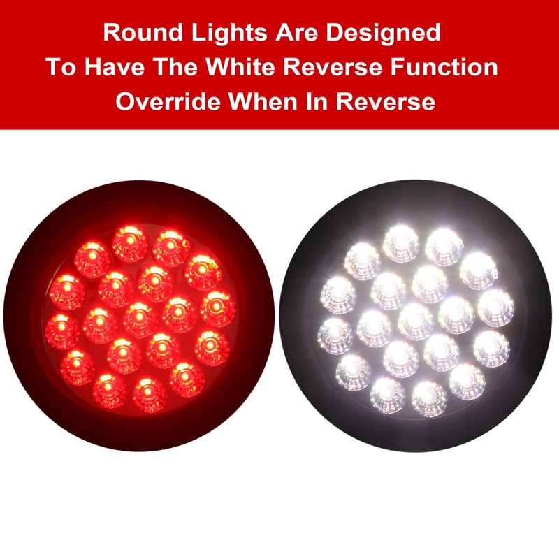 Partswcgg 4Pcs 4" Round Red Stop Turn Tail Lights to