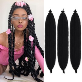 Marley Twist Hair Synthetic Springy Twist Hair Extensions Pre-fluffed Braiding Hair Wrapping Hair for Faux Locs 24 Inch Pack of 3