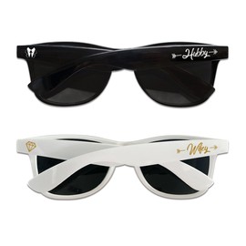 BachpartyGifts Groom and Bride Sunglasses for Men Women,His and Hers Gifts,Wedding Gifts for Honeymoon,Newlyweds,Couples, Hubby&wifey,az, 6*6