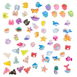 CJAPGJW Pack of 45 Sea Animals Figures, Glow-in-the-Dark Miniature Sea Animals, Mini Resin Figures, Small Animals Figures, Ideal for Micro Landscapes, Fairy Tale Scenes, Gifts and Aquarium Decoration