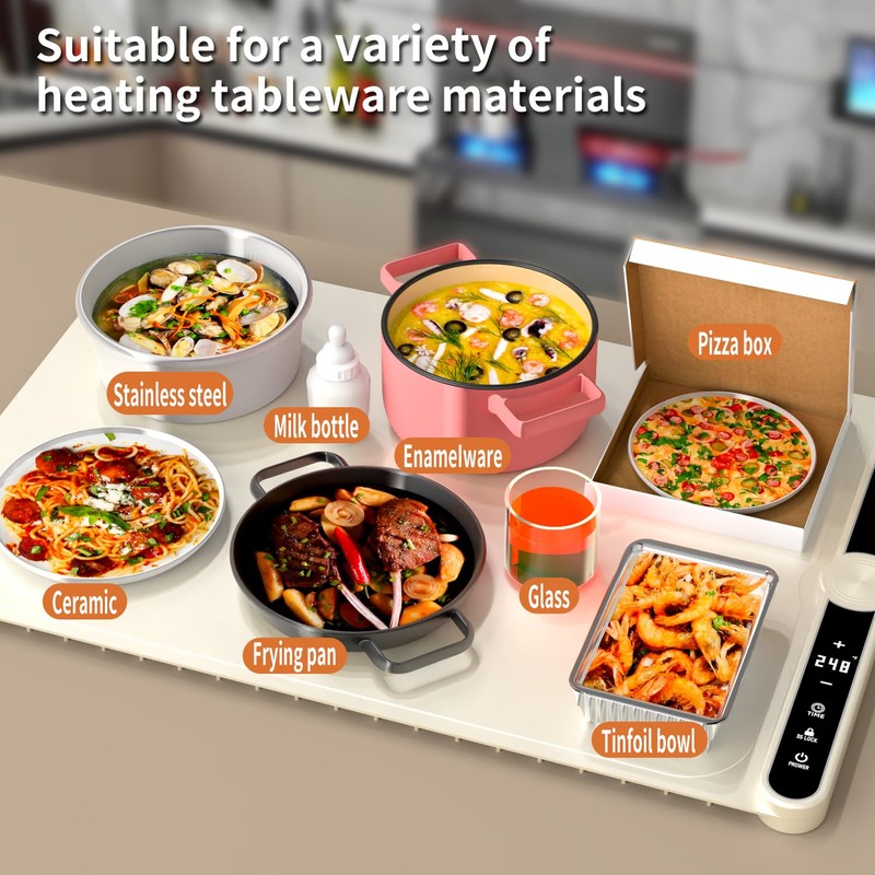 LYSXP 2025 Food Warming Mat, 15x23.6Inch 9-Level Temperature Adjustment, Multi-Functional