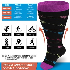Ancrina Plus Size Compression Socks for Women & Men Wide Calf 15-20 mmhg Knee High Support Socks for Running