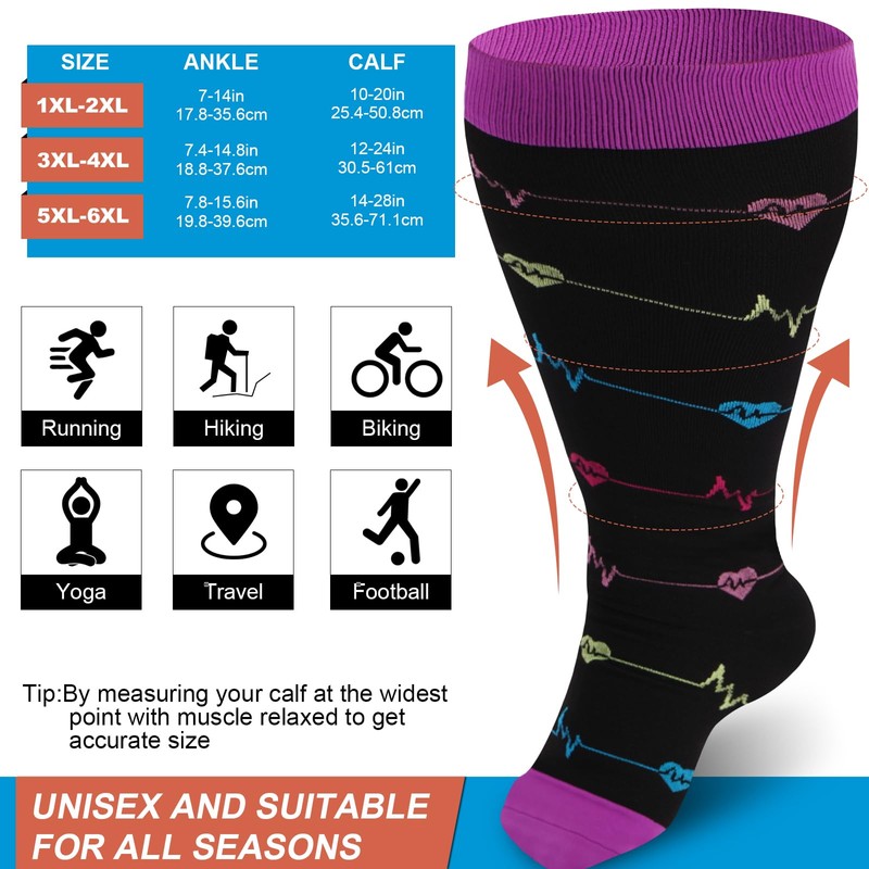 Ancrina Plus Size Compression Socks for Women & Men Wide