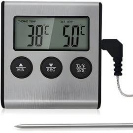 Retoo Digital Grill Thermometer Roasting Thermometer Meat Thermometer Temperature Range 0-250°C Backlight Oven Thermometer Analogue for BBQ Smoker