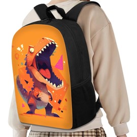 OZELANSAY Funny Dinosaur Print Backpack for Kids Cartoon School Bag 4-in-1 Bookbag Set with Lunch Box Pencil Case Water Bottle Sleeve for Teen Boys Schoolbag Elementary Preschool Bookbag Satchel
