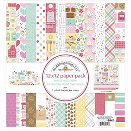 DOODLEBUG MADE with LOVE PAPER 12X12 PACK, 12-x-12-Inch