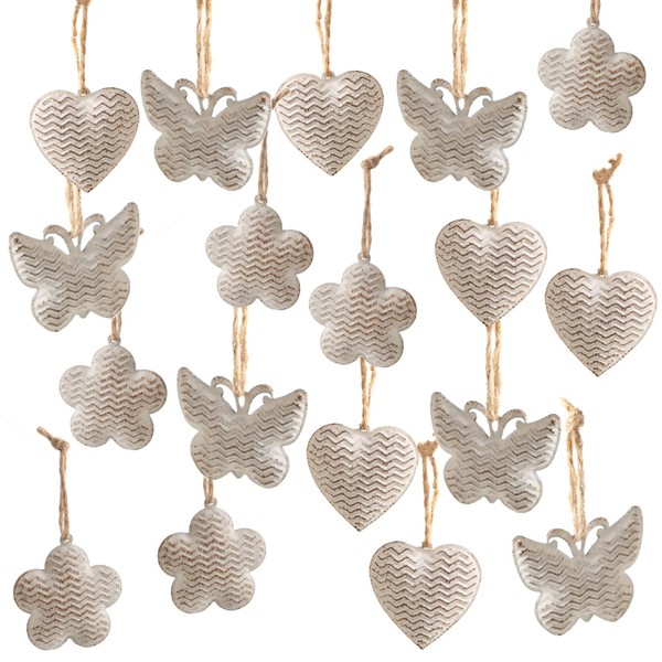 Logbuch-Verlag 18 Metal Pendants Beige Cream Butterfly Heart Flower Spring